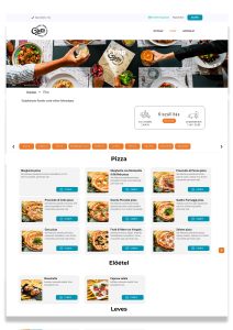 Étlap éttermi weboldalon – különböző pizzák nevekkel, képekkel és árakkal